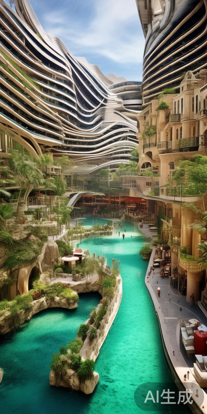 澳门银河的设计风格强调未来感与科技感，酒店内部配备